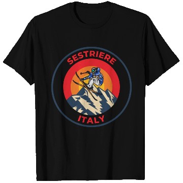 Discover Vintage Cool Skiing in Sestriere Italy Sunset T Shirts