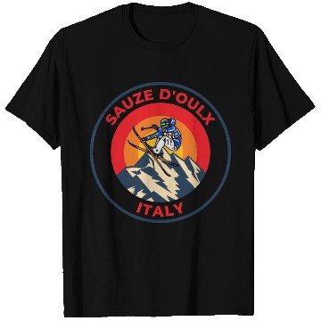 Discover Vintage Cool Skiing in Sauze D'oulx italy Sunset T Shirts
