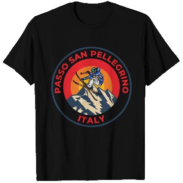 Discover Skiing in Passo San Pellegrino Italy Sunset T Shirts