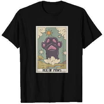 Discover Ace of Paws Tarot Card Reader Cat Paw Occult Tarot T Shirts