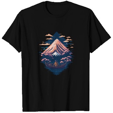 Discover Serene Mount Fuji Sunset Peaceful River Scenery T Shirts