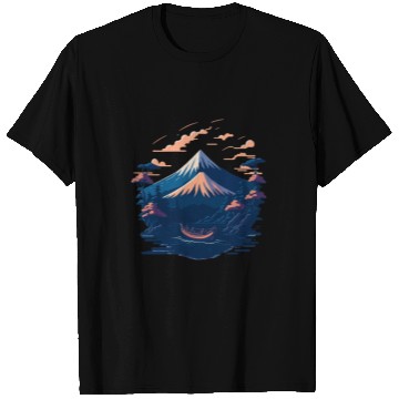 Discover Serene Mount Fuji Sunset Peaceful River Scenery T Shirts
