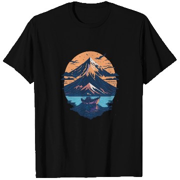 Discover Serene Mount Fuji Sunset Peaceful River Scenery T Shirts