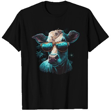 Discover a cow with sunglasses T Shirts