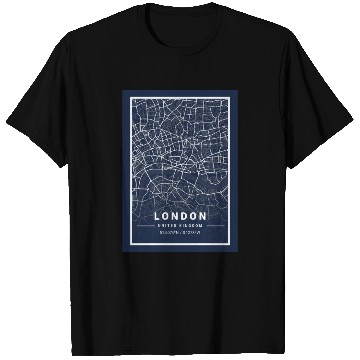 Discover London Light City Map Blueprint design T Shirts