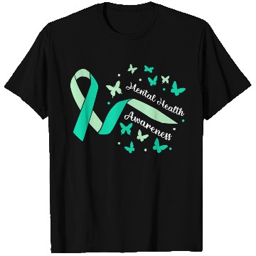 Discover Peace Love Mental Health Awareness Green T Shirts
