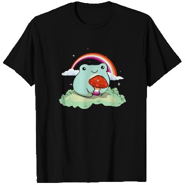 Discover Lesbian Pride Flag Cute Frog Mushroom Subtle LGBTQ T Shirts