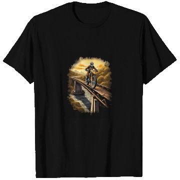 Discover Dirt Bike Rider on Bridge Motorbike Biker T Shirts