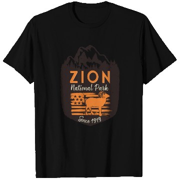 Discover Zion National Park Us Flag Bighorn Sheep Mountains T Shirts