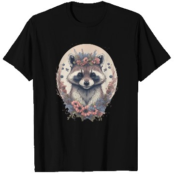 Discover Cute Watercolor Racoon Flower Crown Boho Aesthetic T Shirts