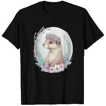 Discover Cute Watercolor Otter Flower Crown Floral Boho Ani T Shirts