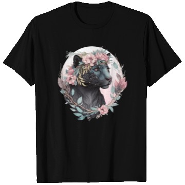 Discover Floral Black Leopard Watercolor Flower Crown Graph T Shirts