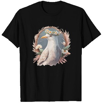 Discover Seagull Bird Flower Crown Floral Seabirds T Shirts