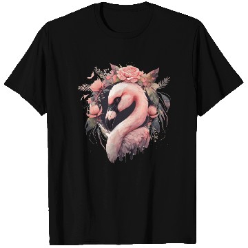 Discover Cute Pink Flamingo Tropical Bird Flower Crown Flor T Shirts