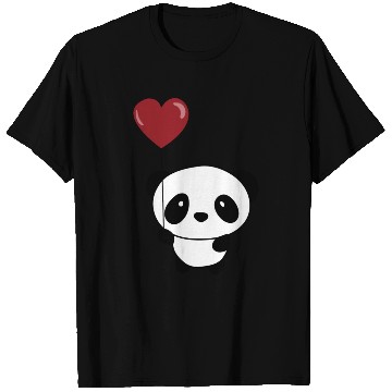 Discover Cute Chibi Panda Valentine Balloon Heart T Shirts