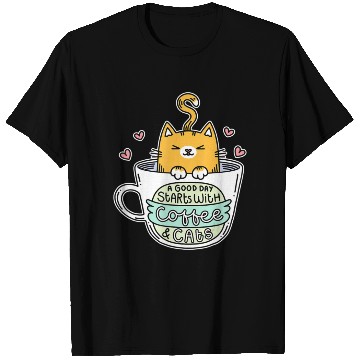 Discover Orange Cat Women Cat Lover Coffee Cats T Shirts