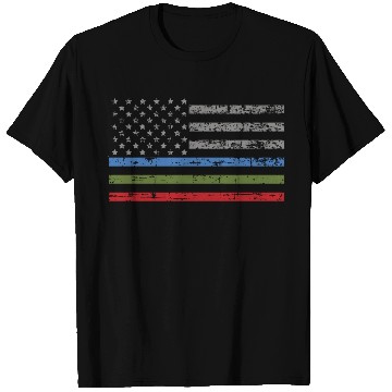 Discover Thin Blue Green Red Line American Flag Support T Shirts
