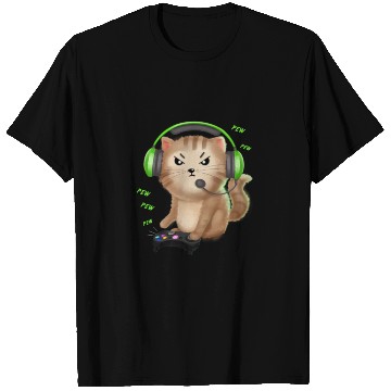 Discover Cat Gaming Gift Video Games Lover Nerd Girl T Shirts