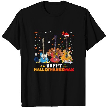 Discover Guitar Happy Hallothanksmas Halloween Thanksgiving T Shirts