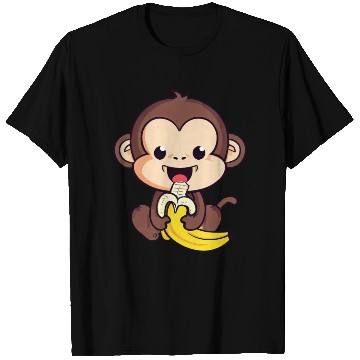 Discover cute monkey eats a banana T Shirts