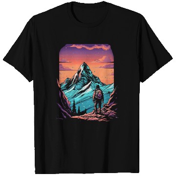 Discover Mountain Hiking Sunset T Shirts