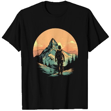 Discover Mountain Hiking Adventure Sunset T Shirts