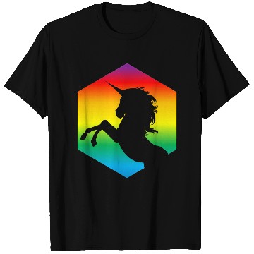Discover Rainbow Unicorn d20 Silhouette | TTRPG Pride T Shirts