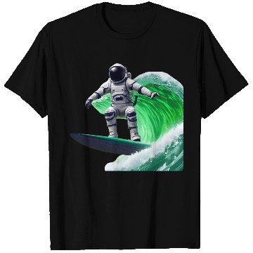Discover Green waves surfing astronaut T Shirts