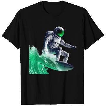 Discover Green waves surfing astronaut T Shirts