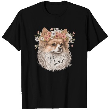 Discover Cute Pomeranian Pom Flower Crown Pet Dog Breed Flo T Shirts