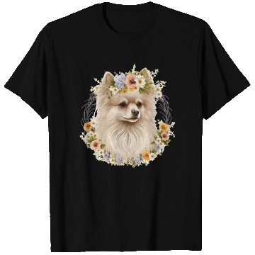 Discover Cute Pomeranian Pom Flower Crown Pet Dog Breed Flo T Shirts