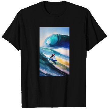 Discover A surfer sailing on rough seas T Shirts