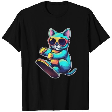 Discover Cool Cat Skateboarding Vibes T Shirts