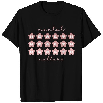 Discover Mental Health Matters | Retro Flowers Rosa Claro T Shirts