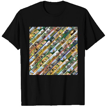 Discover Wildlife Stripe Multi Color Collage T Shirts