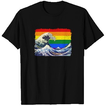 Discover Gay Pride Rainbow Flag Great Wave off Kanagawa T Shirts