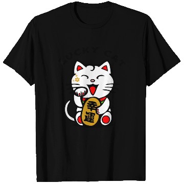 Discover Lucky Cat Maneki-Neko Japanese Luck Feng Shui T Shirts