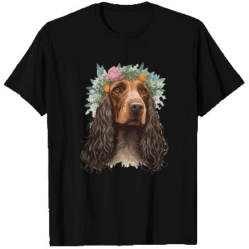 Discover English Cocker Spaniel Flower Crown Dog Breed Flor T Shirts