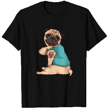 Discover Father'S Day Dog Pug I Love Dad Tattoo T Shirts