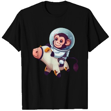 Discover Astronaut Monkey Riding on a Cow T Shirts