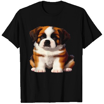 Discover Saint Bernard Puppy Awaiting Treats T Shirts