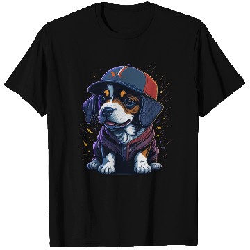 Discover Cute Border Collie Puppy Wearing Baseball Hat T Shirts