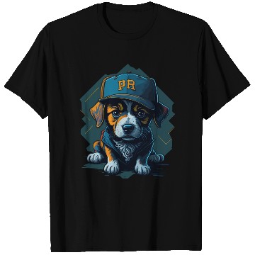 Discover Cute Border Collie Puppy Wearing Baseball Hat T Shirts