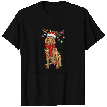 Discover Vizsla Dog Lights Merry Woofmas T Shirts