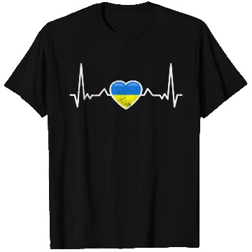 Discover Heartbeat Ukraine Heart Ukrainian Flag T Shirts