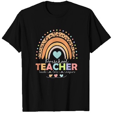 Discover Rainbow Teach Love Inspire Preschool Teacher Back T Shirts