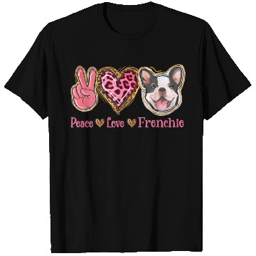 Discover Leopard Peace Love Frenchie Funny Dog Mom Mothers T Shirts