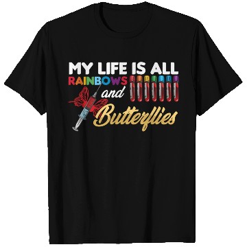 Discover Reaction Glass Butterfly Rainbow Phlebotomy Labora T Shirts