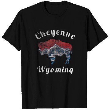 Discover Cheyenne Wyoming With Flag Themed Mountain Scenery T Shirts