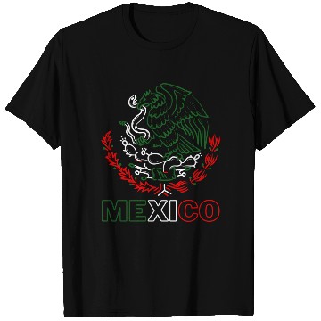 Discover Mexico With Mexican Eagle From Flag Red Green And T Shirts
